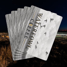 Waterfowl Coffee playing cards, 52-card poker deck with acrylic case