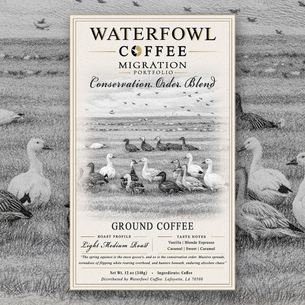 Conservation Order Blonde Espresso · 12 oz ground, label over artwork