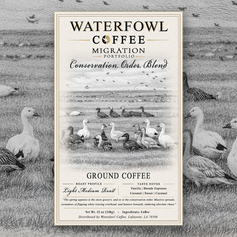 Conservation Order Blonde Espresso · 12 oz ground, label over artwork