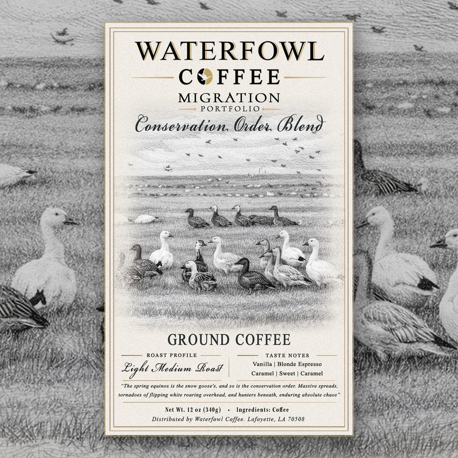 Conservation Order Blonde Espresso · 12 oz ground, label over artwork