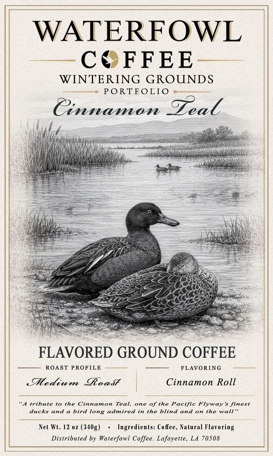Cinnamon Teal Cinnamon Roll · 12 oz ground in kraft bag
