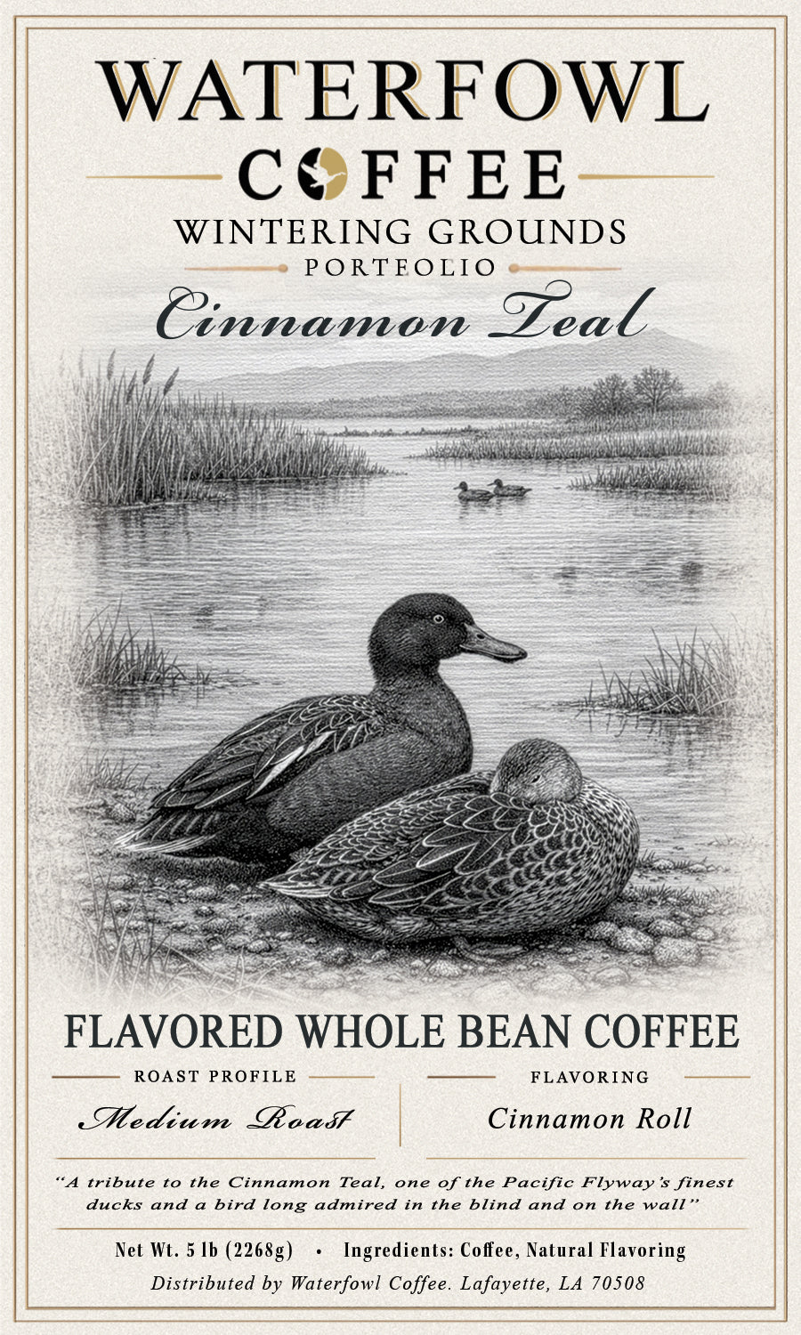 Cinnamon Teal Cinnamon Roll · 5 lb whole bean in kraft bag