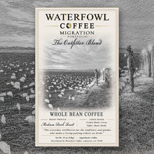 The Outfitter Blend · 12 oz whole bean, label over field artwork