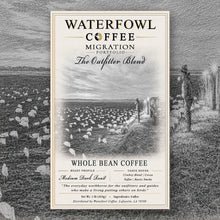 The Outfitter Blend · 1 lb whole bean, label over field artwork