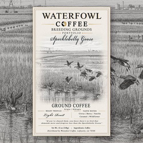 Specklebelly Goose Ethiopia Single Origin · 12 oz ground, label over artwork