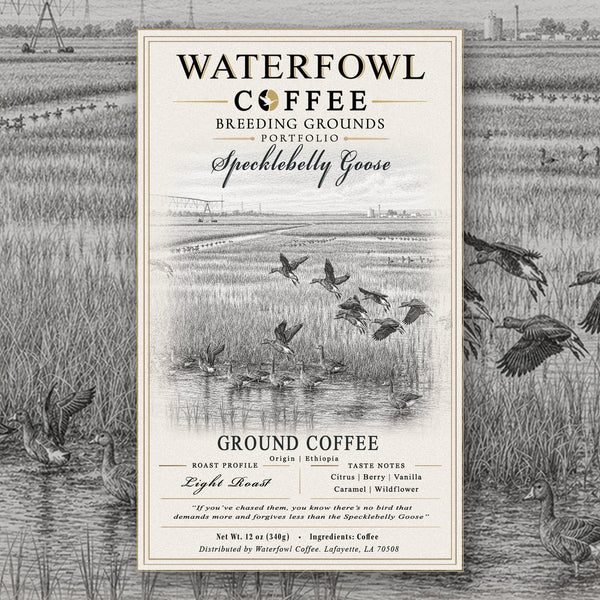 Specklebelly Goose Ethiopia Single Origin · 12 oz ground, label over artwork