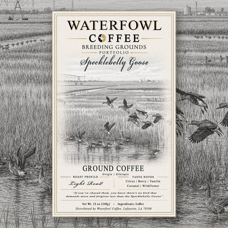 Specklebelly Goose Ethiopia Single Origin · 12 oz ground, label over artwork
