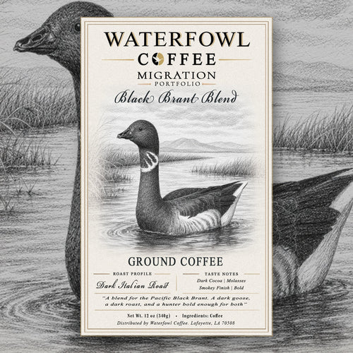 Black Brant Italian Roast · 12 oz ground, label over artwork